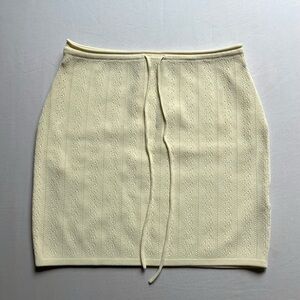 NWOT MISTRESS ROCKS cream stretchy pointelle knit elastic waist‎ mini skirt